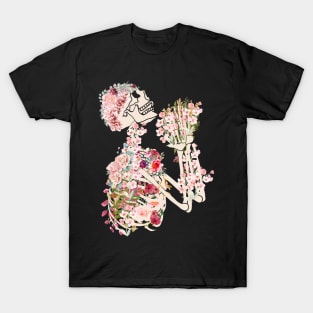 Skeleton and Flowers Bones and Botany Cottagecore T-Shirt